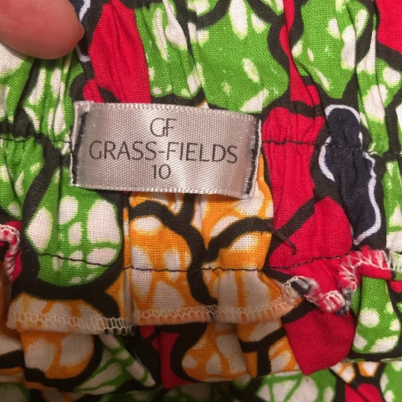 Grass-Fields bright colored floral skirt, pockets, elastic waist sz. 10 - Picture 5 of 6